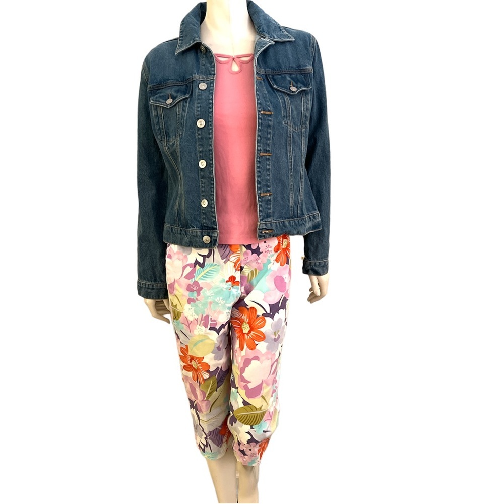 Floral Print Crop Pants by Talbots Size 6 Petite Cotton USA made